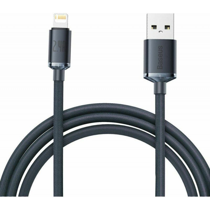 Baseus Crystal Shine Braided USB to Lightning Cable Μαύρο 2m (CAJY000101)