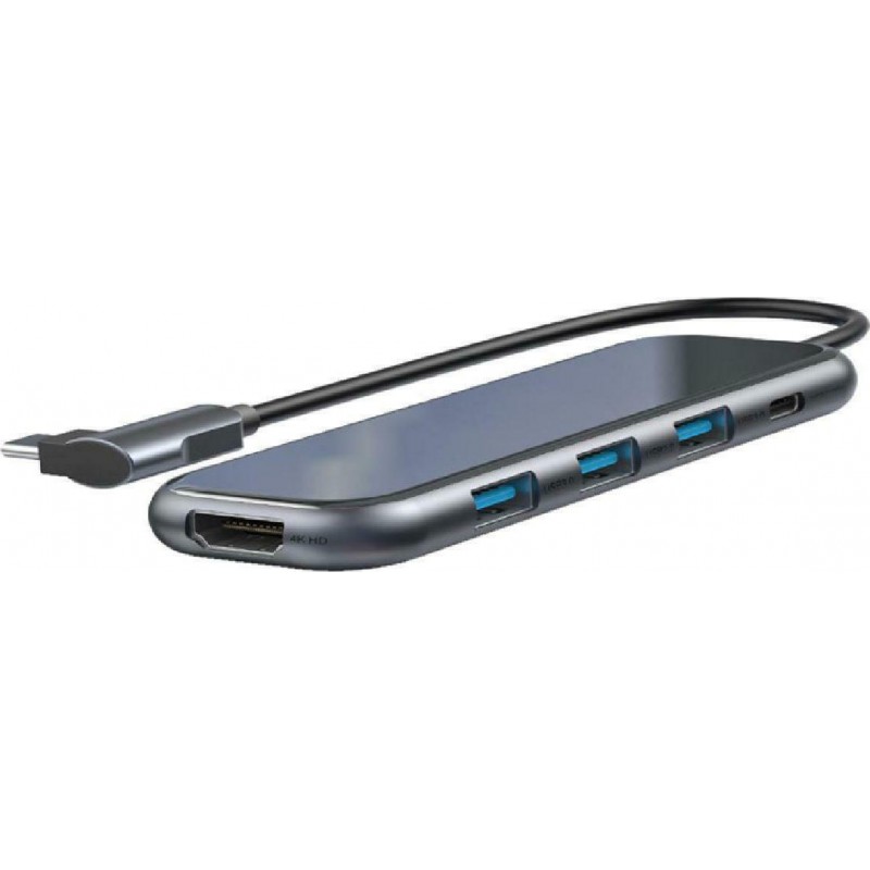 Baseus USB-C Docking Station με HDMI 4K PD Γκρι (CAHUB-BZ0G)